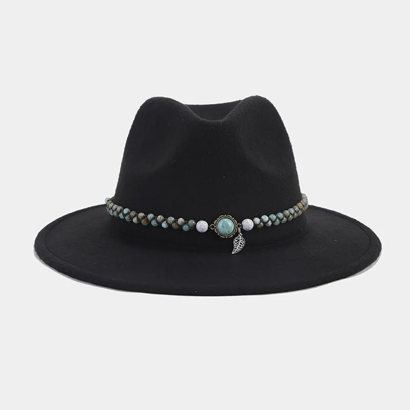 women's elegant basic solid color big eaves fedora hat