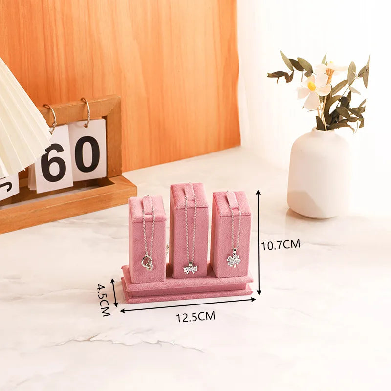 in Stock Pink Flannel Jewelry Stand Necklace Earring Ring Pendant Stand Jewelry Store Shooting Display Stand