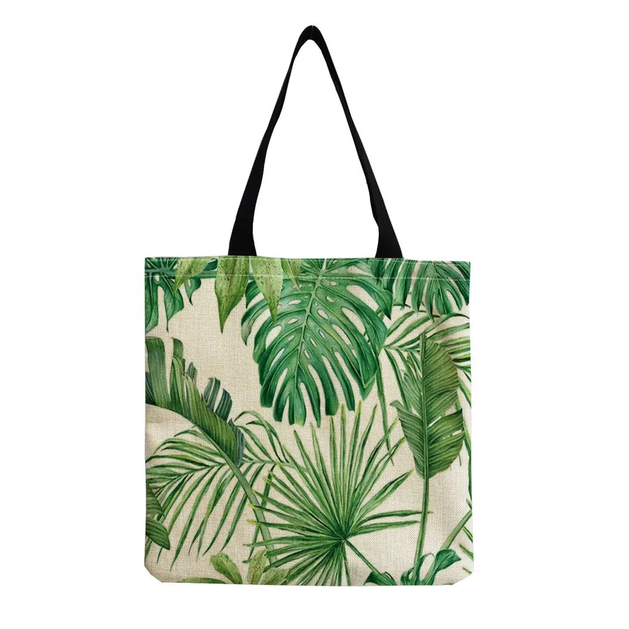 women's tropical leaf shopping bags