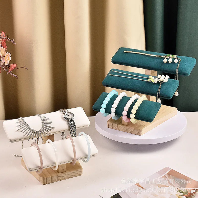 1 Piece Pu Leather solid wood Flannel Modern Style Simple Style Solid Color Jewelry Display Jewelry Rack
