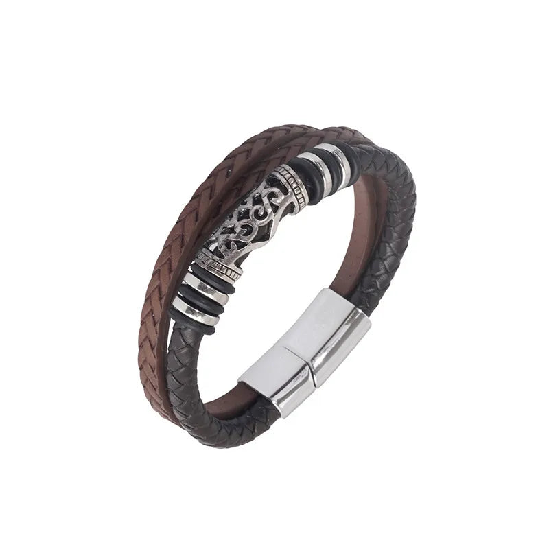 Simple Style Geometric Pu Leather Alloy Leather Men's Bangle