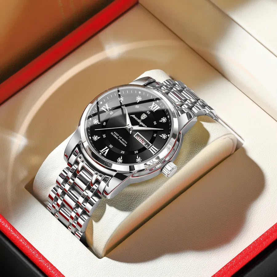 brand waterproof new men's watch double calendar luminous quartz watch live broadcast
