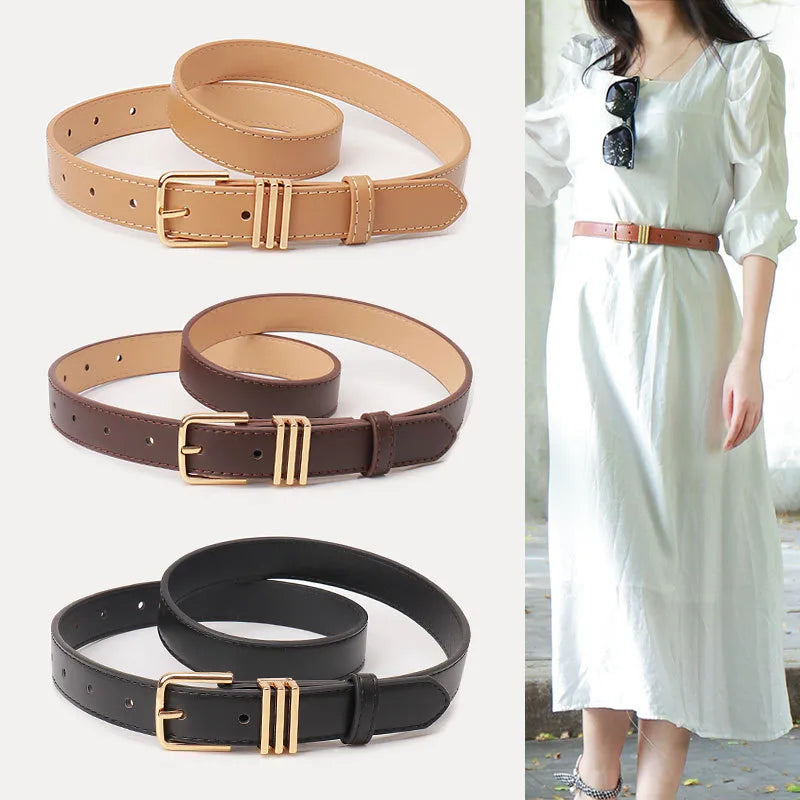 Basic Simple Style Solid Color Imitation Leather Alloy Unisex Leather Belts