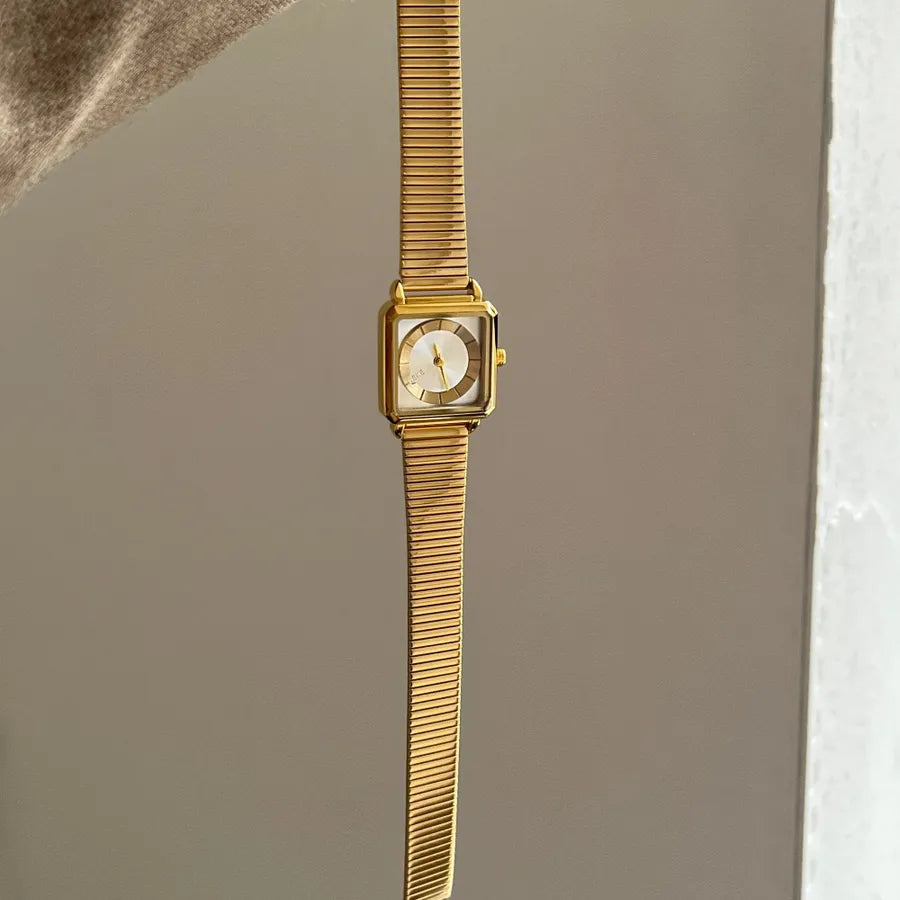 Elegant Business Luxurious Square Rectangle Single Folding Buckle Quartz Watch
