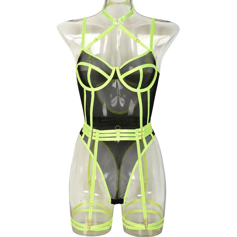 Women's Sexy Multicolor Sexy Lingerie Sets Cosplay Wireless Bra Mid Waist Briefs Shaping Underwear