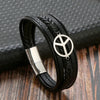classical simple style roman style solid color stainless steel pu leather handmade men's bracelets