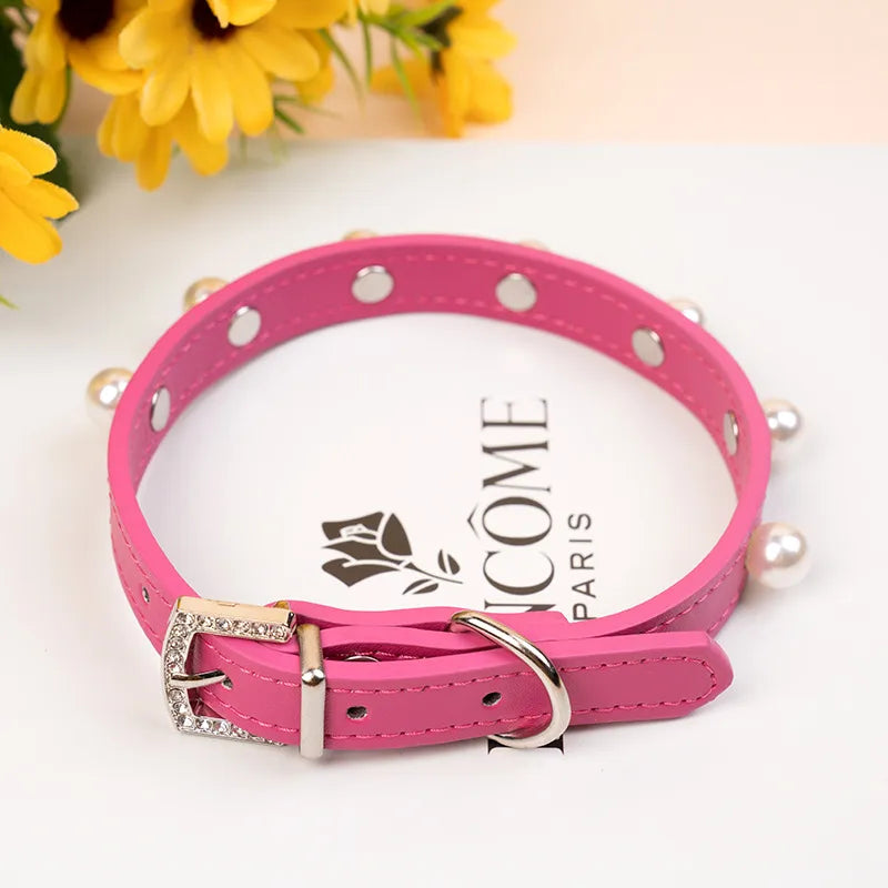 pet collar cat dog alloy brick buckle collar leather pet ring color adjustable big and small circles leather