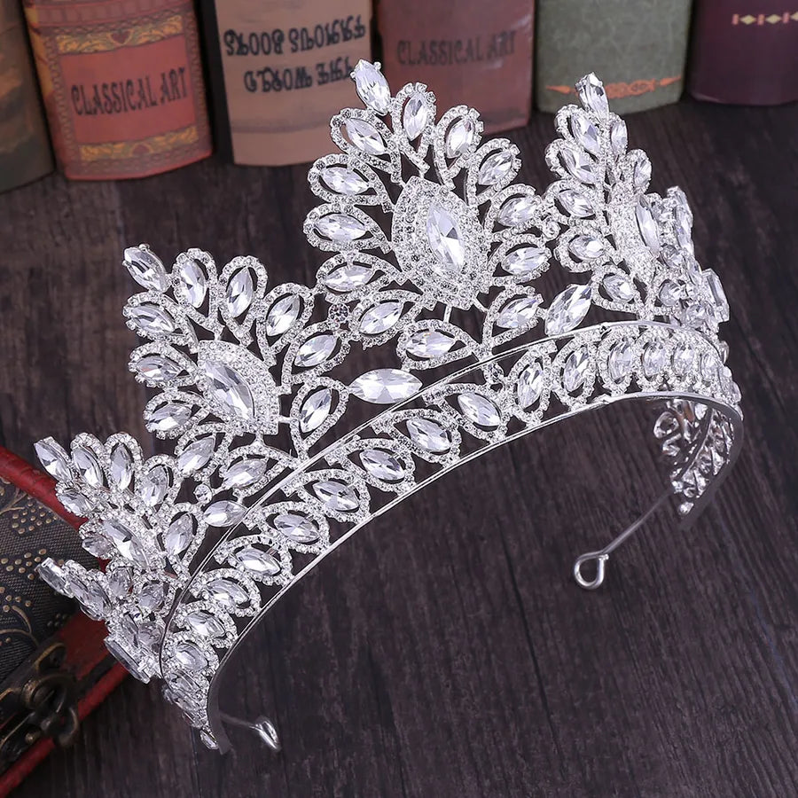 fashion oval crown alloy hollow out inlay rhinestones crown 1 piece