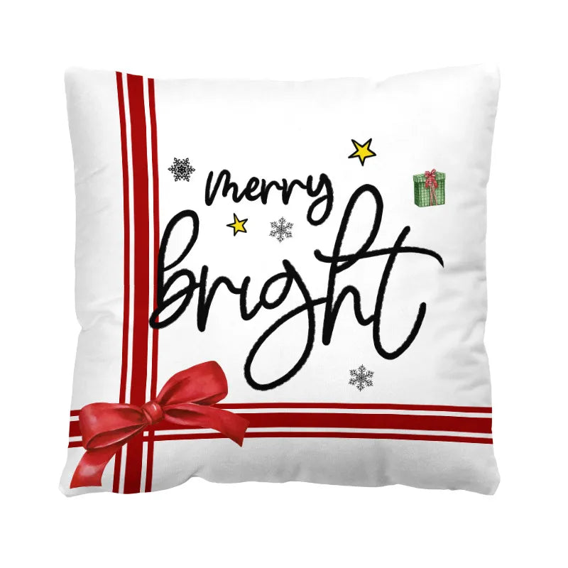 Christmas Casual Christmas Tree Santa Claus Letter short plush Pillow Cases Couch & Sofa Decor