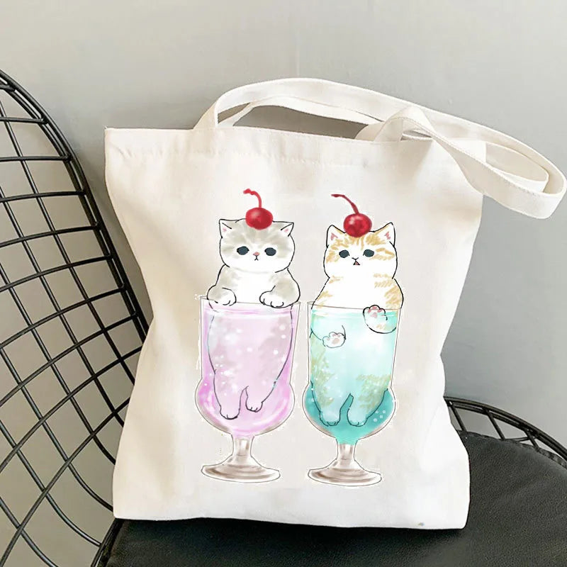 women's cute cat shopping bags