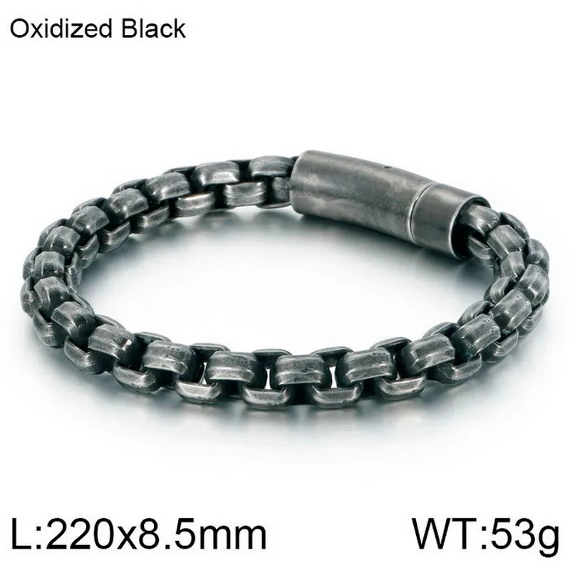 Retro Solid Color Titanium Steel Chain 18K Gold Plated Men's Bracelets