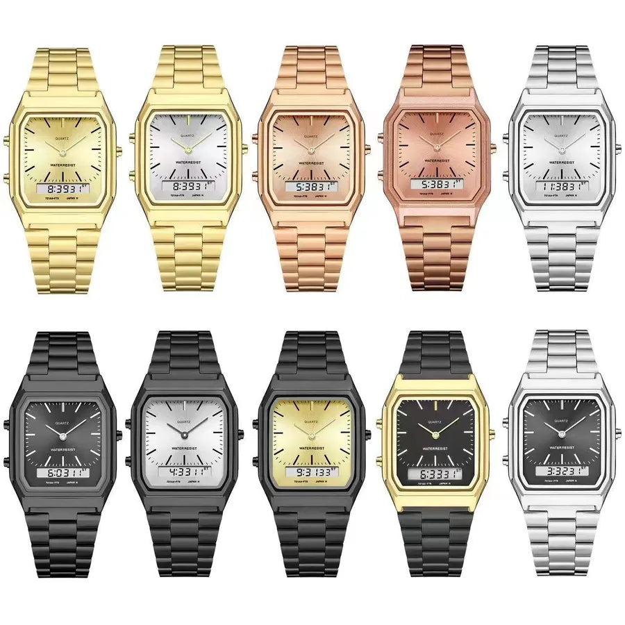 Non-woven AQ230W electronic watch classic retro steel belt small gold watch wholesale watch waterproof men's alloy