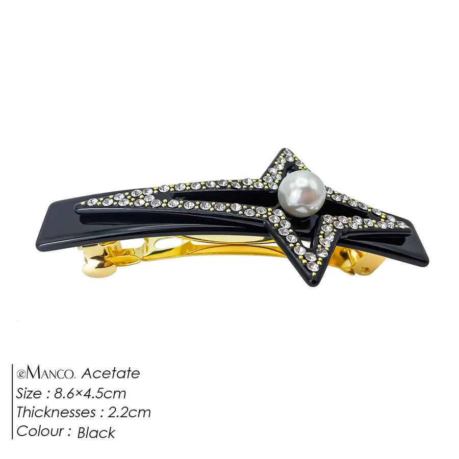 Elegant Pearl Hair Clip With Crystals Creative Star Fragments For Women Simple Fashionable Acetate Fiber Hair Accessories