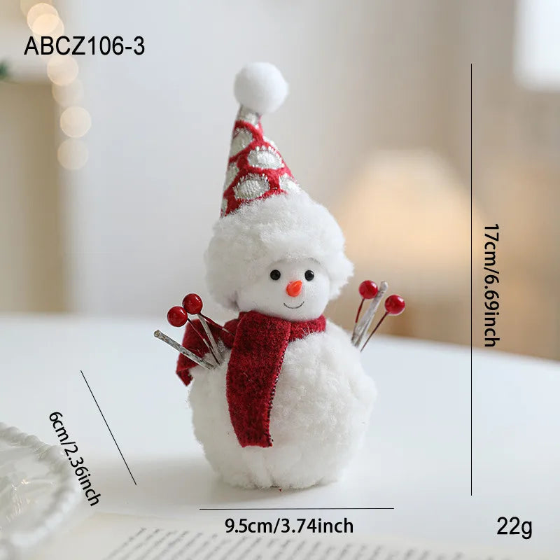 Plush Foam Christmas Snowman Decoration Red Scarf Desktop Display Window Arrangement Cute Doll Holiday Atmosphere Setup Decor