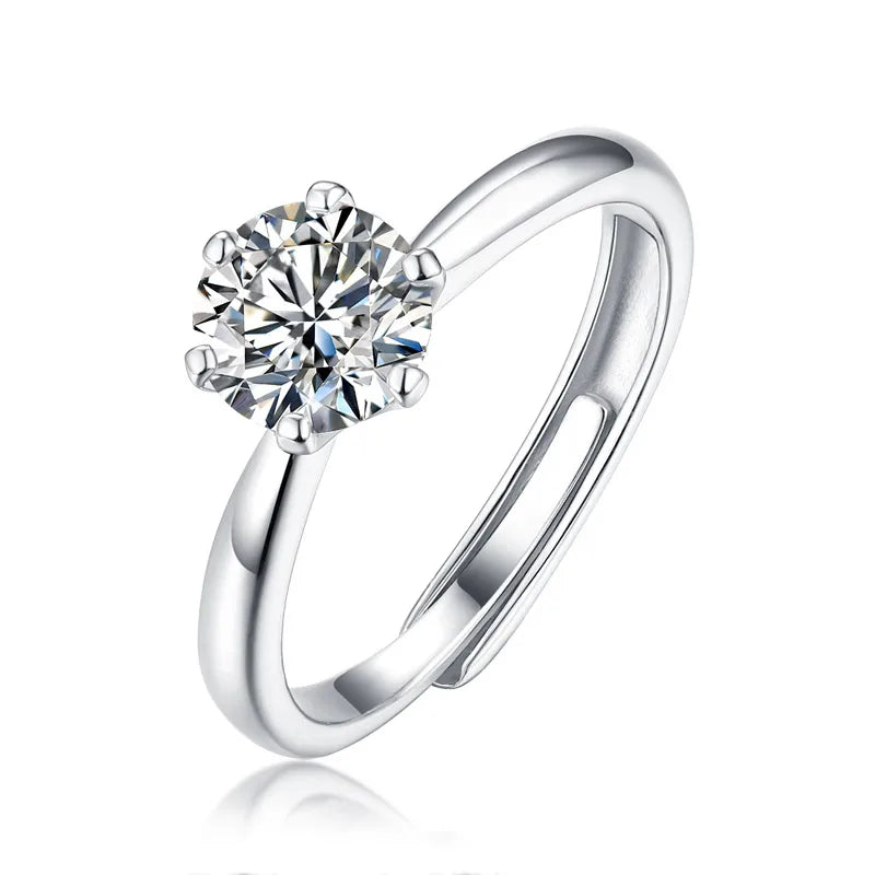 Moissanite 925 Sterling Silver Rings GRA Certificate Geometric Rings