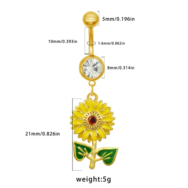 1 Piece Belly Rings Elegant Hawaiian Tropical Bear Cat Bow Knot 316 Stainless Steel  Alloy Inlay Resin Rhinestones Glass Gold Plated