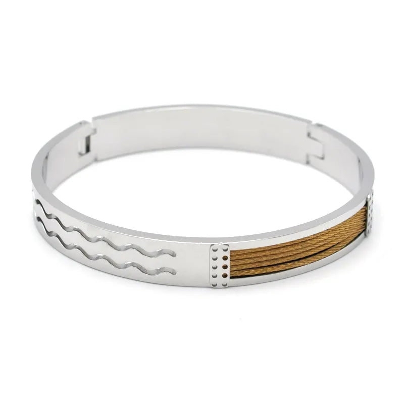 Simple Style Roman Style British Style Geometric Titanium Steel Men's Bangle Men Cuff & Bangle