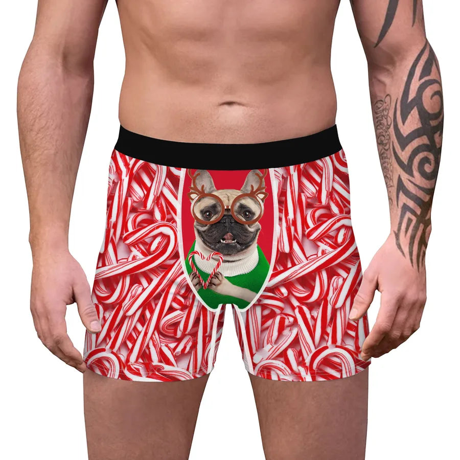 Spot wholesale Christmas digital printing men's sexy underwear comfortable breathable boxers stretch shaped pants