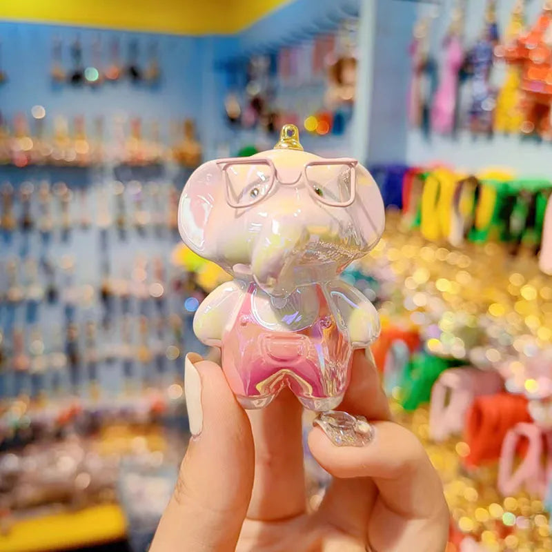 Authentic Electroplated Colorful Elephant Keychains Couple Matching Keys Pendants Acrylic Rabbit Design Gifts For Him And Her