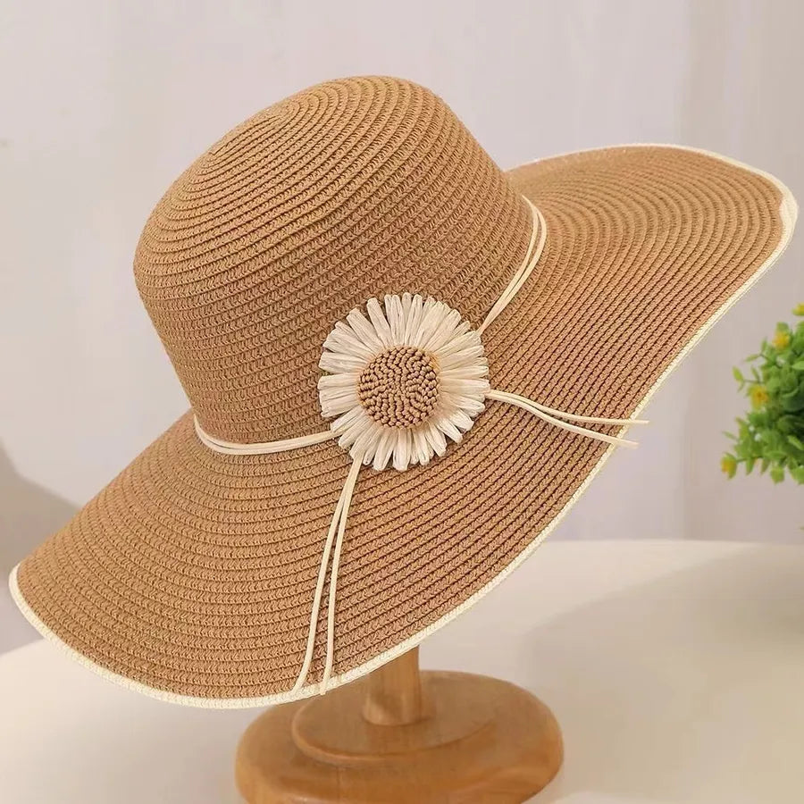 Women's Elegant Simple Style Solid Color Big Eaves Straw Hat