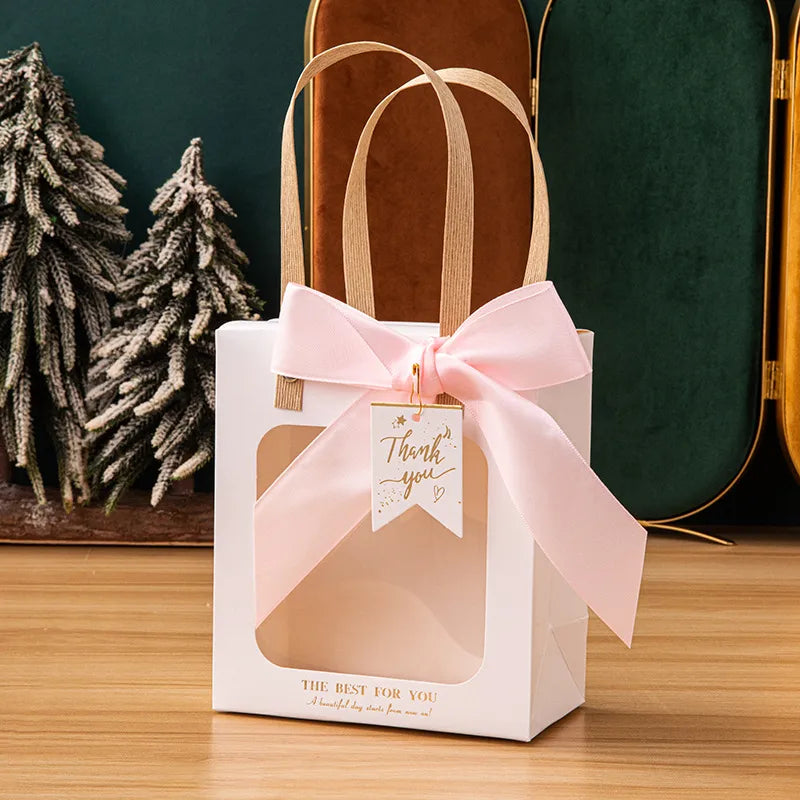 Gift Bag Advanced Sense Transparent Window Opening Bag Fashion Packaging Bag Birthday Gift Cosmetic Tote Bag Hand Gift Bag