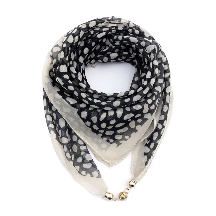 Women's Classic Style Splicing Polka Dots Flower Polyester Printing Silk Scarf