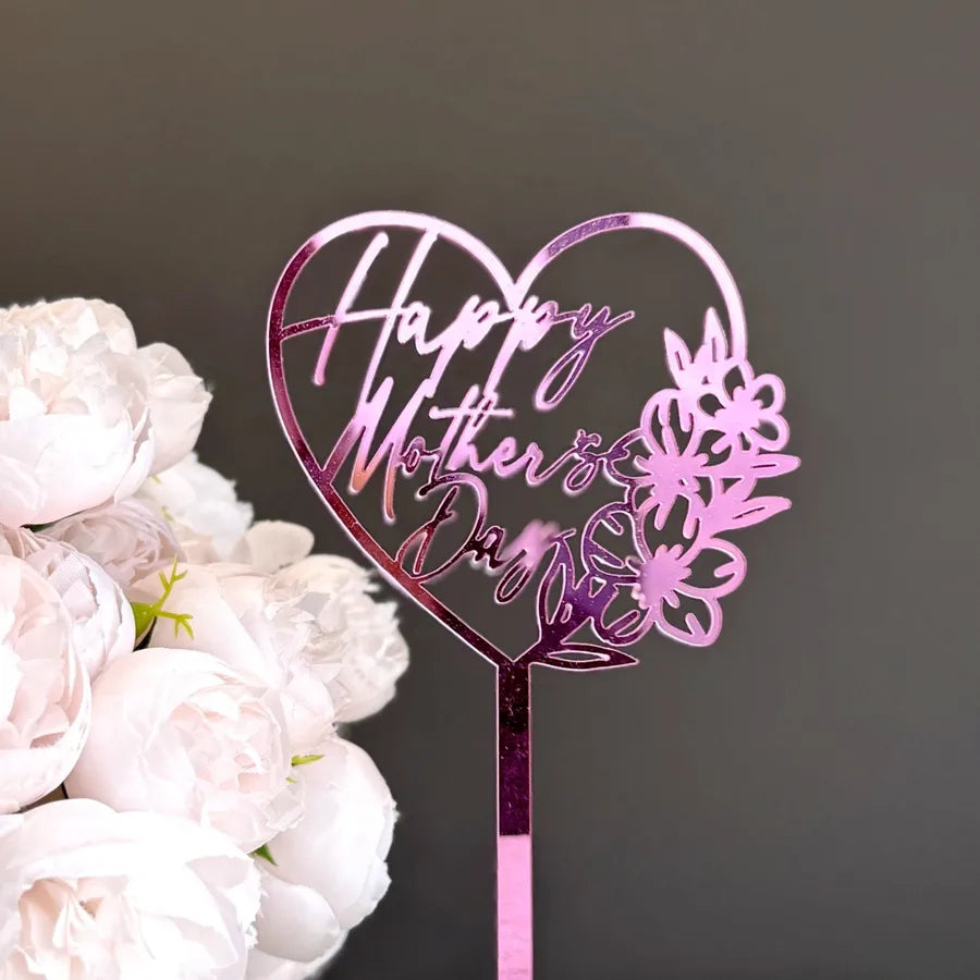 Mother'S Day Romantic Letter Flower Butterfly Acrylic Party Cake Decorating Supplies Party Supplies Cake Decorating Supplies 1 Piece