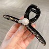 Elegant Pearl Embedded Diamond Acrylic Hair Claw Women's Large Transparent Simple Luxury Sweet Headwear Fashionable Hairpin