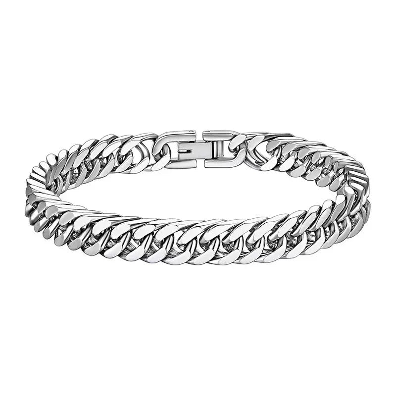 Hip-Hop Retro Solid Color Titanium Steel Plating Men's Bracelets