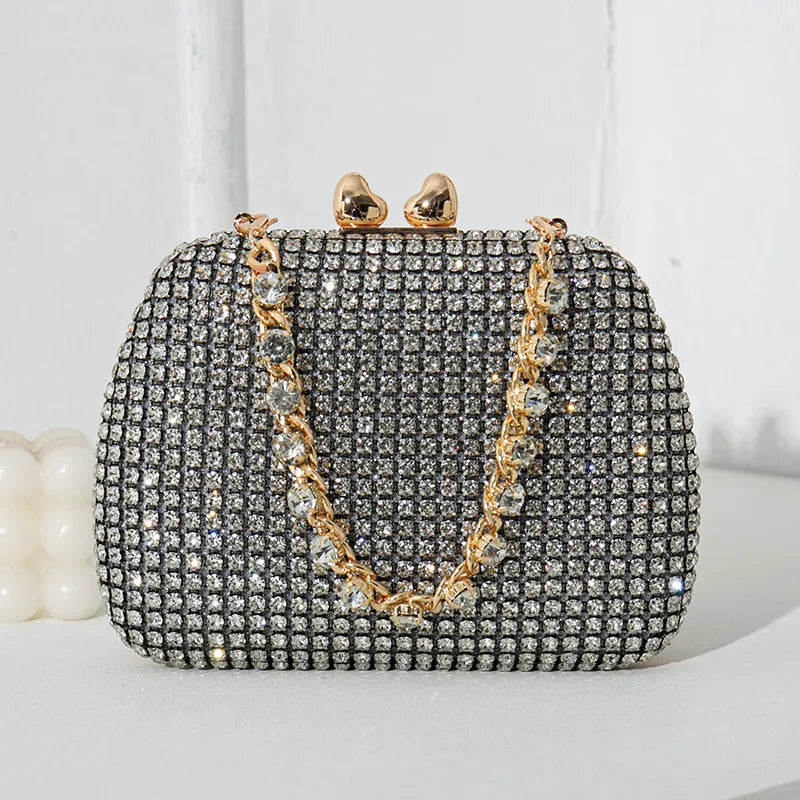 Silver Black Red Pu Leather Solid Color Square Evening Bags