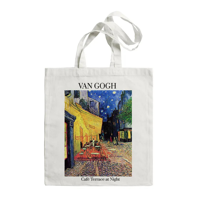 women's retro oil painting shopping bags
