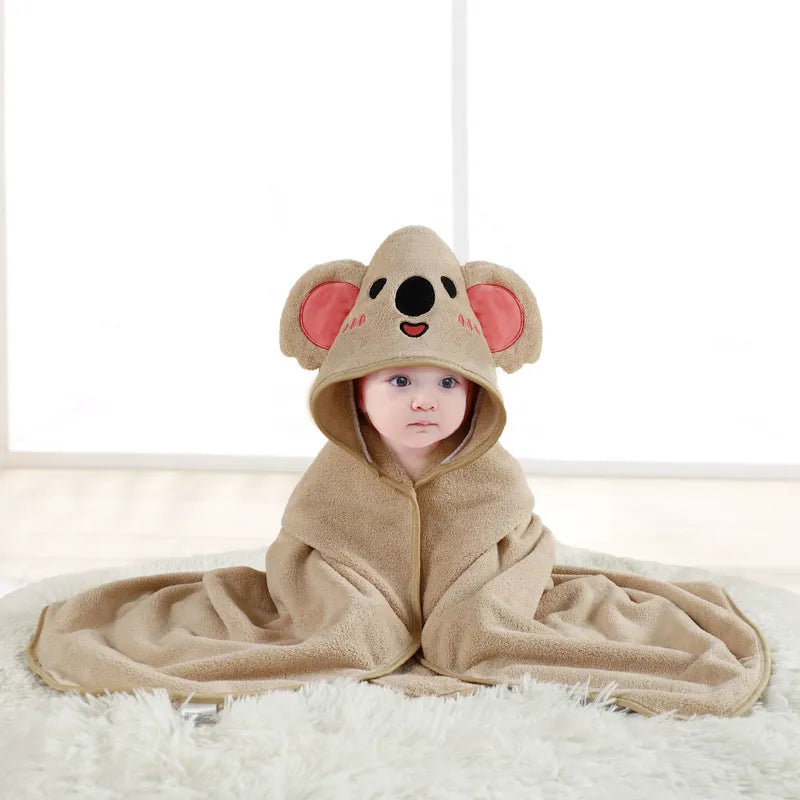 Baby Cartoon Bag Blanket Coral Fleece Absorbent Children's Bath Towel Embroidered Blanket with Hood Cloak Soft Newborn Blanket