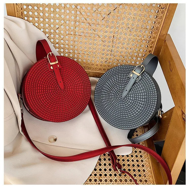 women's small pvc solid color streetwear zipper circle bag