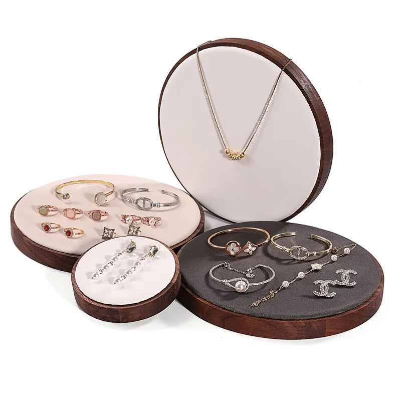 Walnut Round Bracelet Display Stand Chain Bracelet Tray Jewelry Accessory Show Props Solid Wood Hand Chain Display Plate