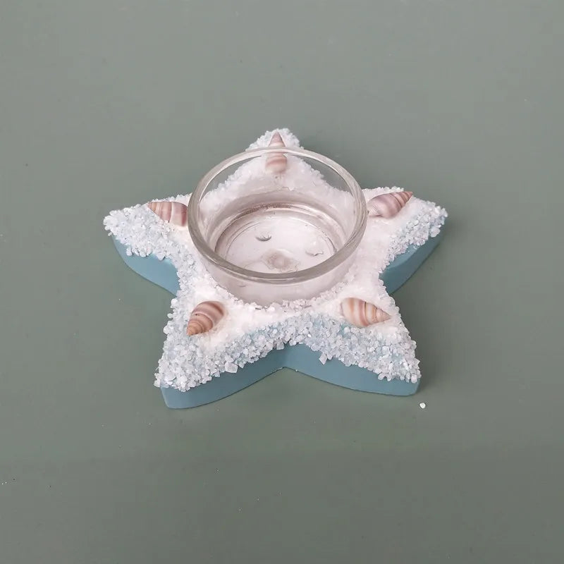 Mediterranean Style Creative Fish Starfish Shell Boat Candle Holder Home Decorations Romantic Candle Cup Dining Table Ornaments