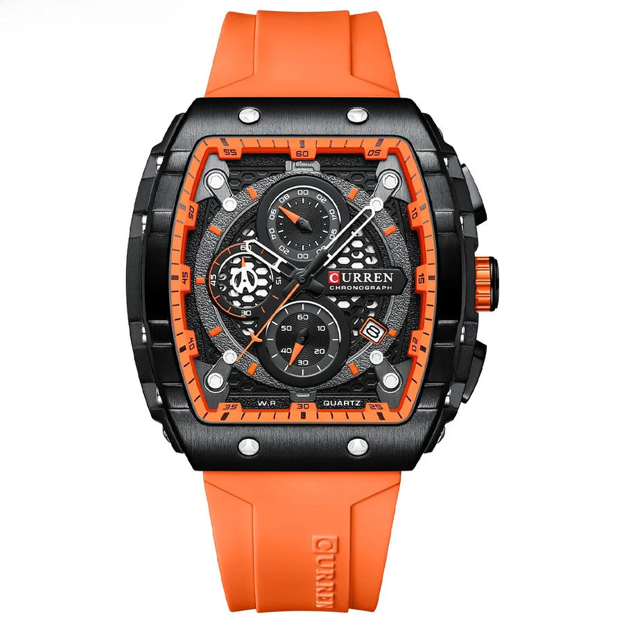 CURREN Karin 8442 Men's Waterproof Six-pin Quartz Calendar Tape Men's Multi-function Wristwatch Men's Watch