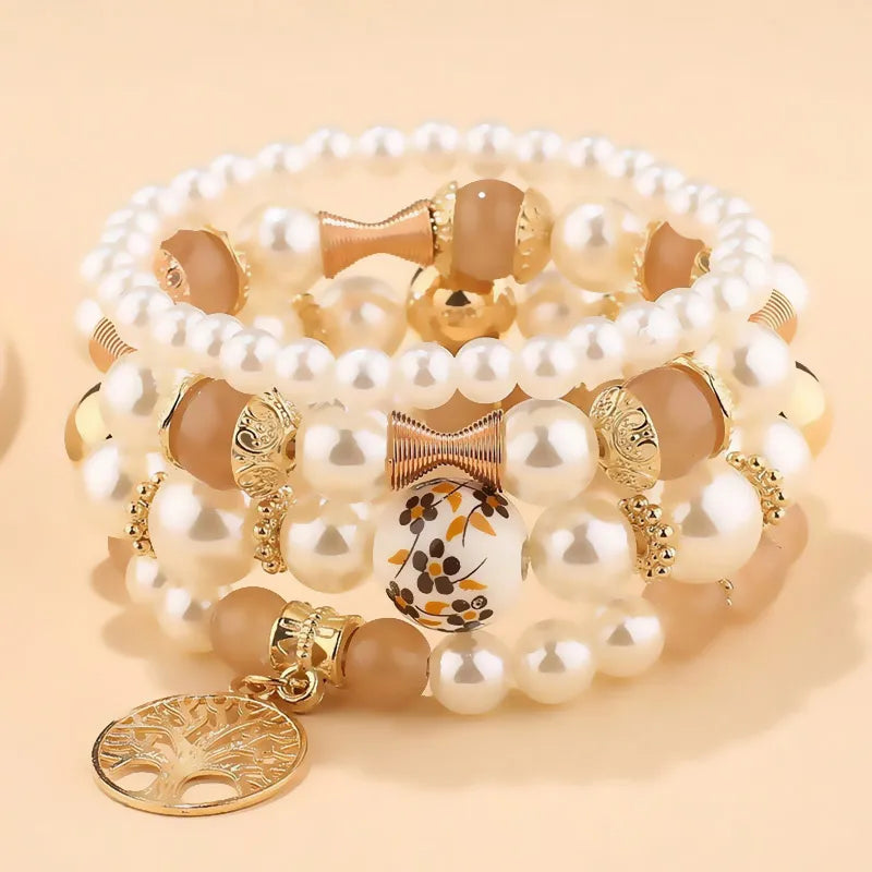 simple style starfish alloy beaded women's bracelets