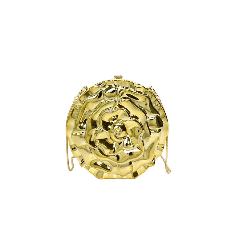 With Handle Gold With Handle Silver Not with Handle Gold Arylic Solid Color Round Evening Bags