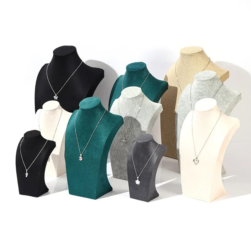Velvet Necklace Display Stand Counter Top Jewelry Model Holder H-Shape Composite Paperboard And Velvet High-End Feel Stitching