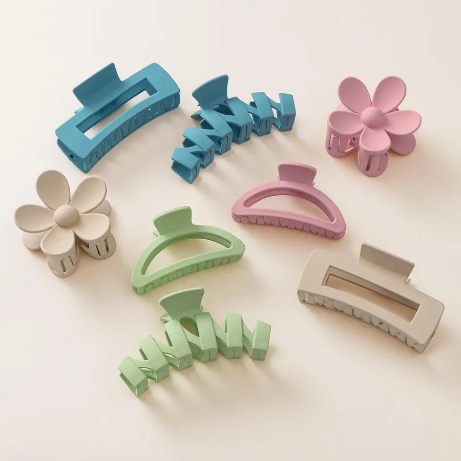 Hot Barrettes Milk Tea Color Hair Accessories Simple Geometric Shark Clip Back Head Updo Hair Clip Barrettes Wholesale