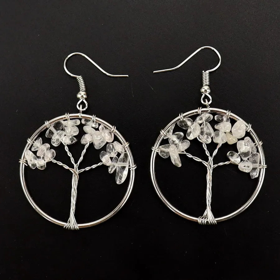 fashion tree natural stone copper beaded plating drop earrings 1 pair