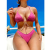 Women's Solid Color 2 Pieces Set Bikinis Swimwear