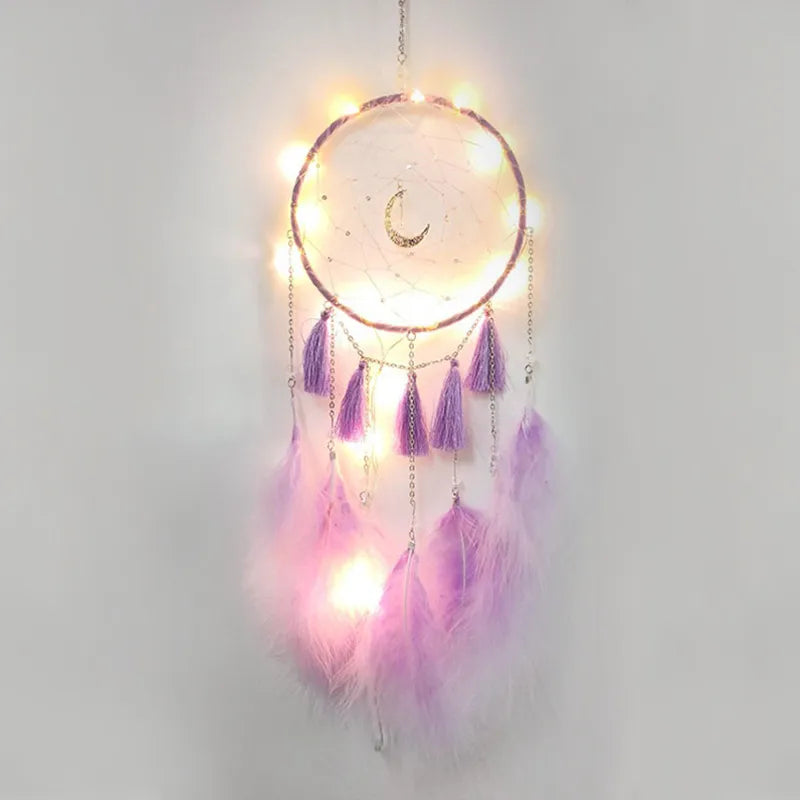 Simple Style Moon Wooden beads Feather Dreamcatcher Wall Art