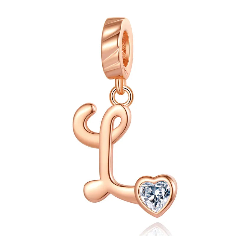 Ornament Letter Pendant S925 White Copper Rose Gold Necklace Pendant Diy Bracelet Charm Cross-Border Hot Sale Accessories