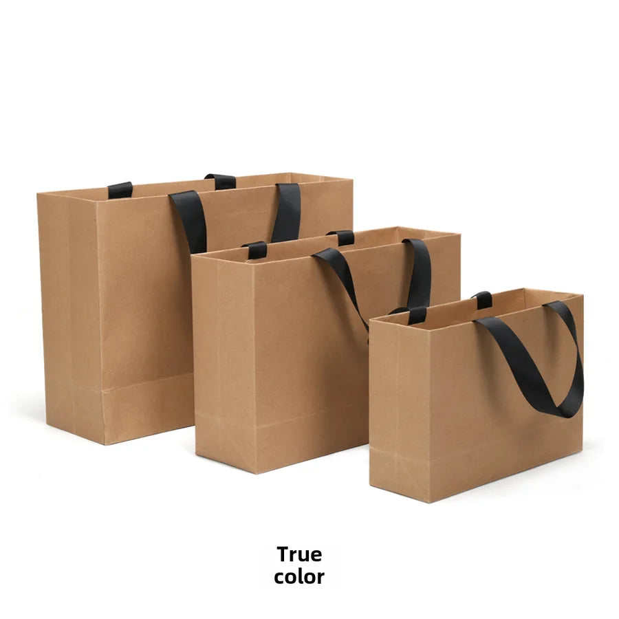 Gift Paper Bag Blank Clothing Handbag Kraft Paper Handbag Thread Rope Enterprise Advertising Bag Printing