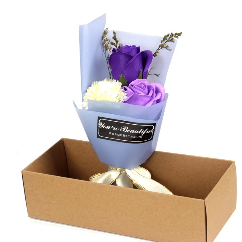 3 roses carnation soap bouquet 520 mother's day gift