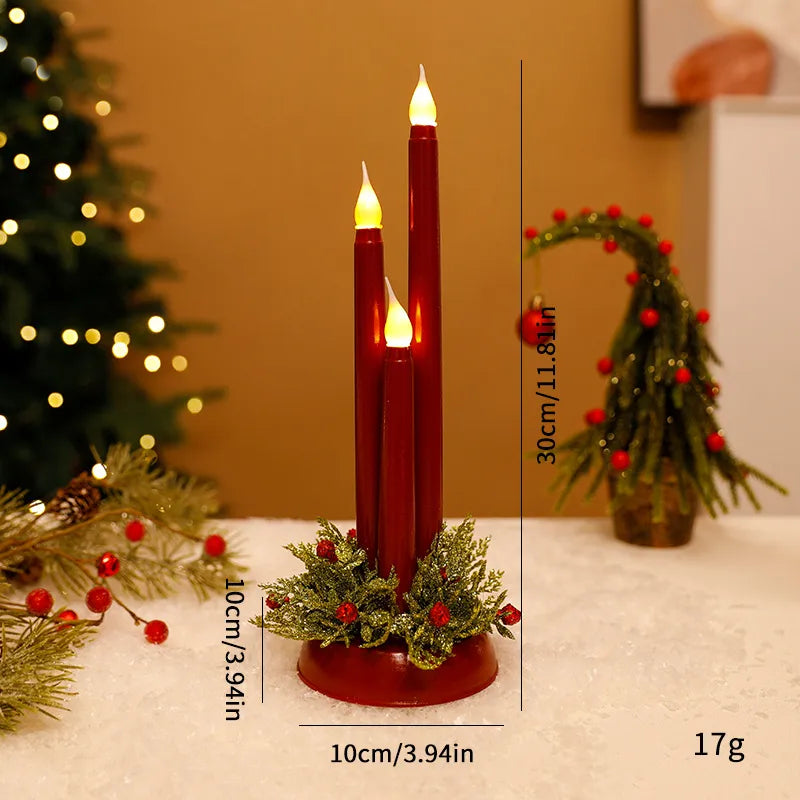 Electronic LED Candle Realistic Christmas Props Smooth Surface Long Candle Christmas Decorations Ornaments European American Style