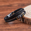 Casual Retro Geometric Pu Leather Rubber Metal Layered Men's Bracelets