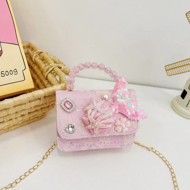 Children's Pearl Handbag  New Children's Bag Girls' Crossbody Bag Princess Accessories Bag  Style Shoulder Bag