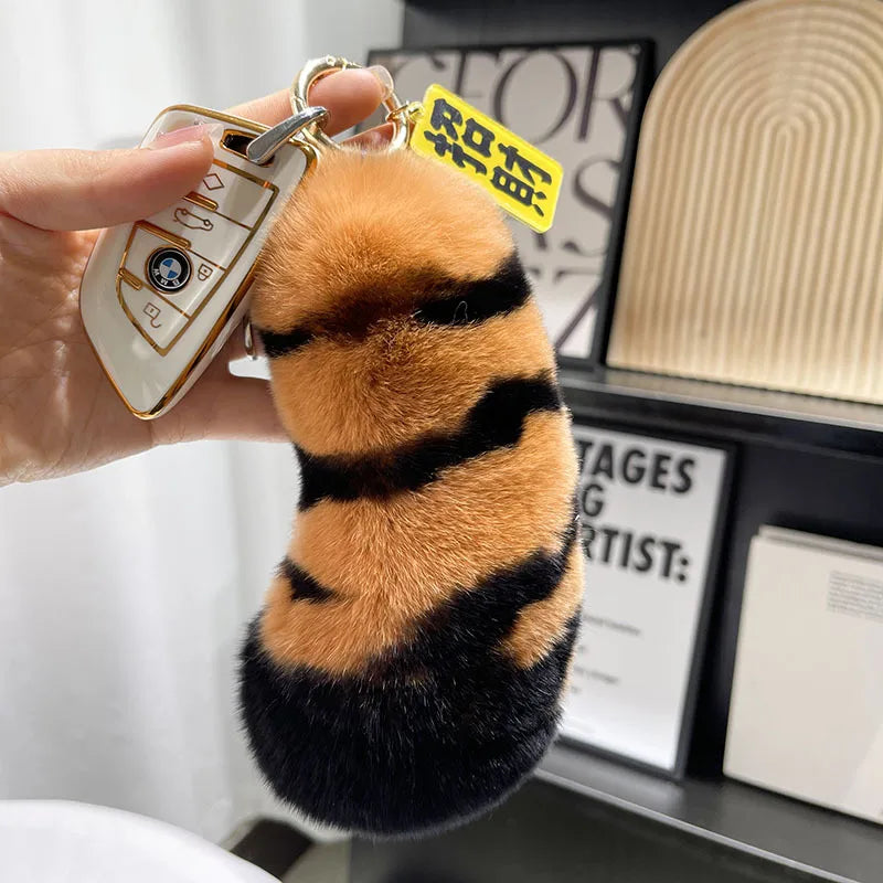 Simple Style Paw Print Plush Keychain